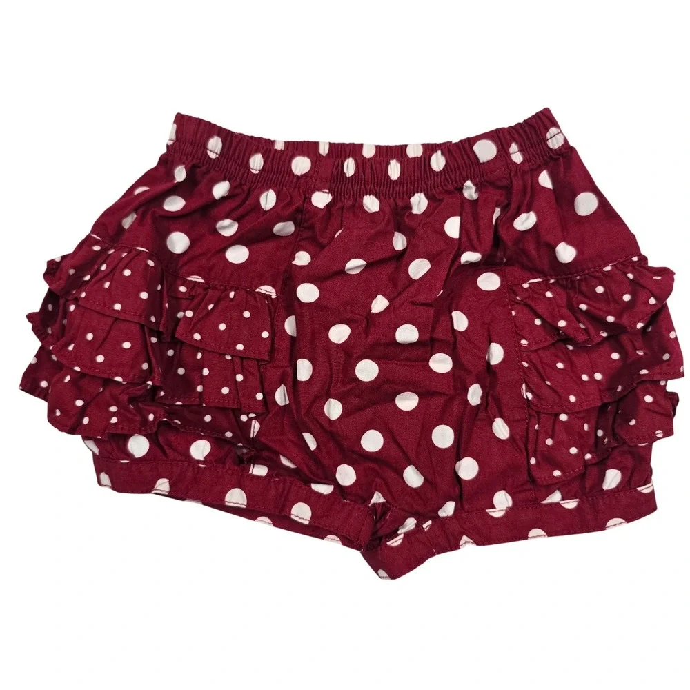 Gymboree Baby White Red Polka Dot Ruffle Bloomers Diaper Cover 12-18 Cherry Pie